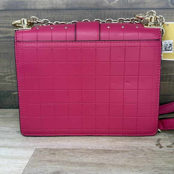 Michael Kors Small Studded Pink Rubin Red Quilted Crossbody Bag Purse - Picture 2 of 12
